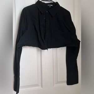 Fashion Nova Midnight Black Button-Up Crop Top